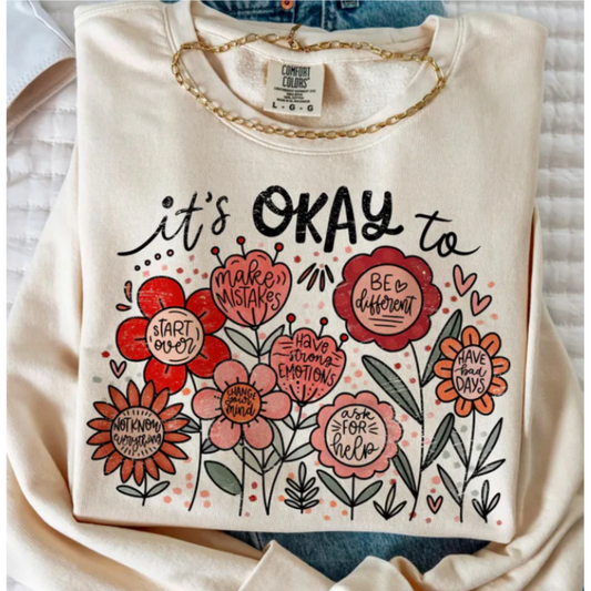 It's Okay Floral Shirt With Glitter