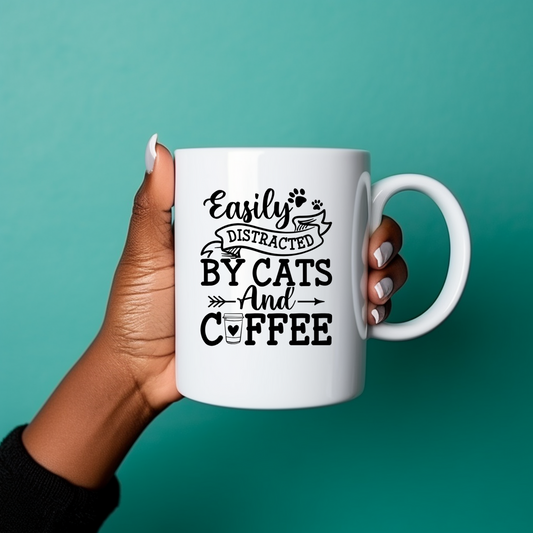 Easily Distracted By Cats Coffee And Tea Mug