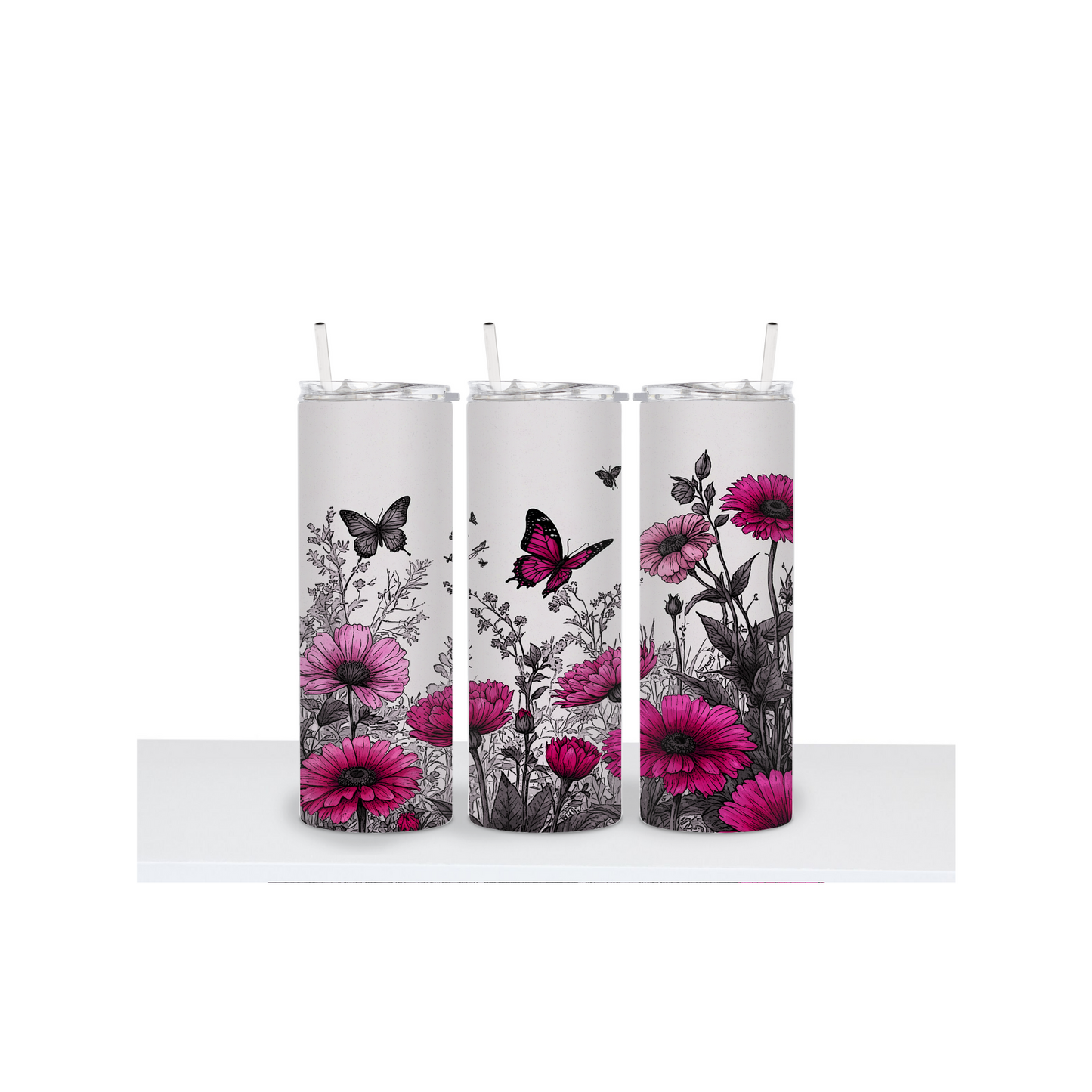 Floral Butterfly 20oz Stainless Steel Tumbler