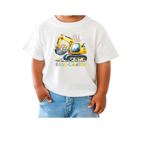 Eggs-Cavator Kids Easter Shirt