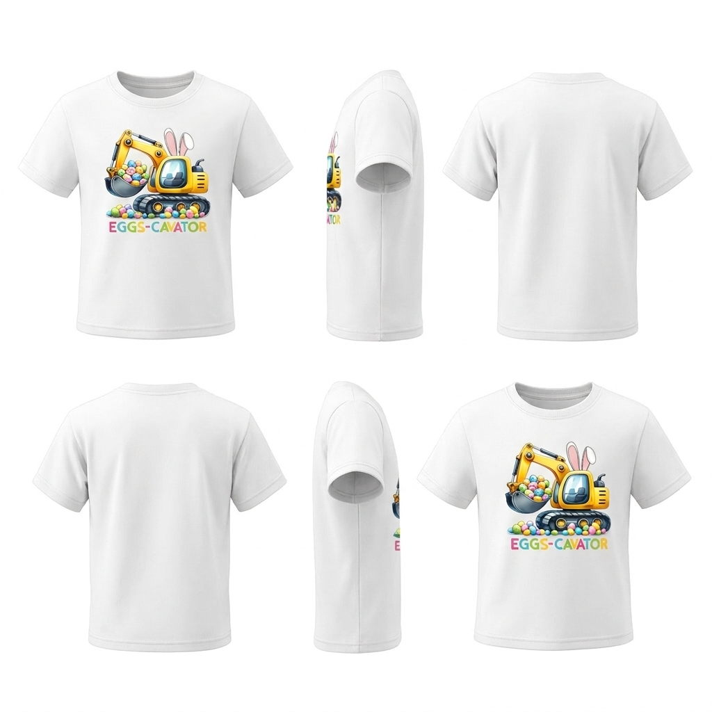 Eggs-Cavator Kids Easter Shirt