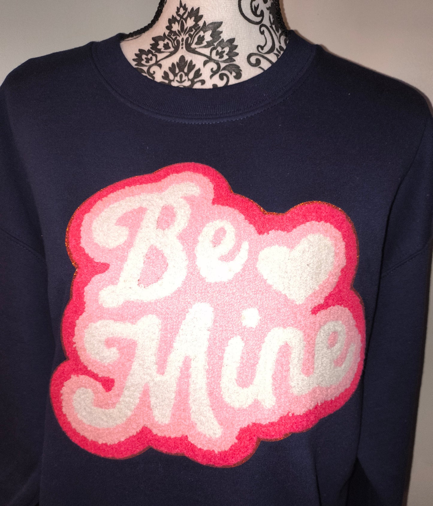 Be Mine Valentine Chenille Patch Sweatshirt.