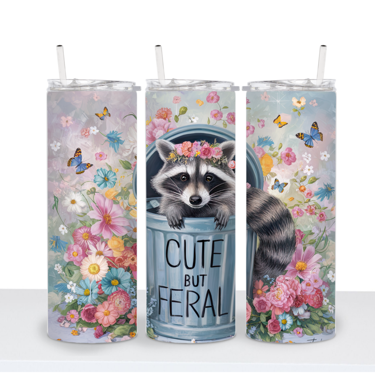 Cute Raccoon 20oz Stainless Steel Tumbler